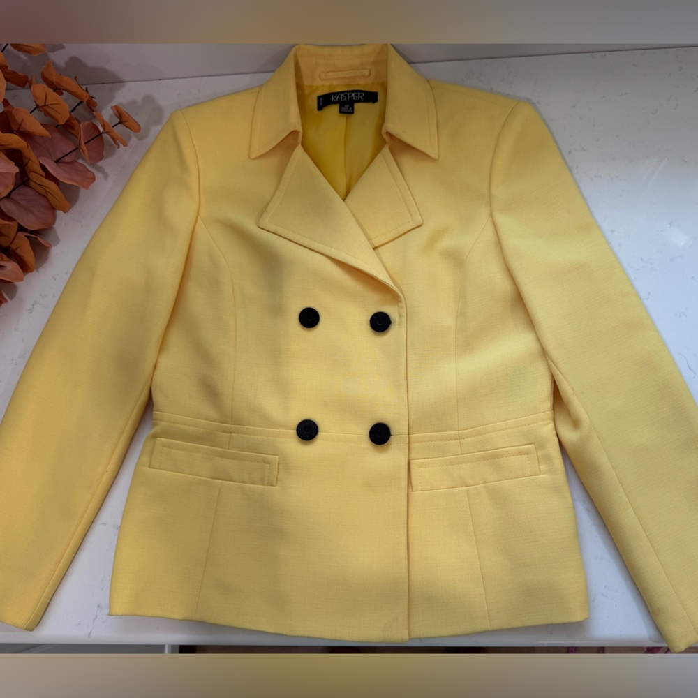 Kasper Yellow Double-Breasted Blazer
